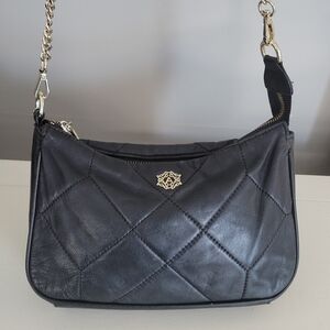 Ana Lublin Black Leather Quilted Purse